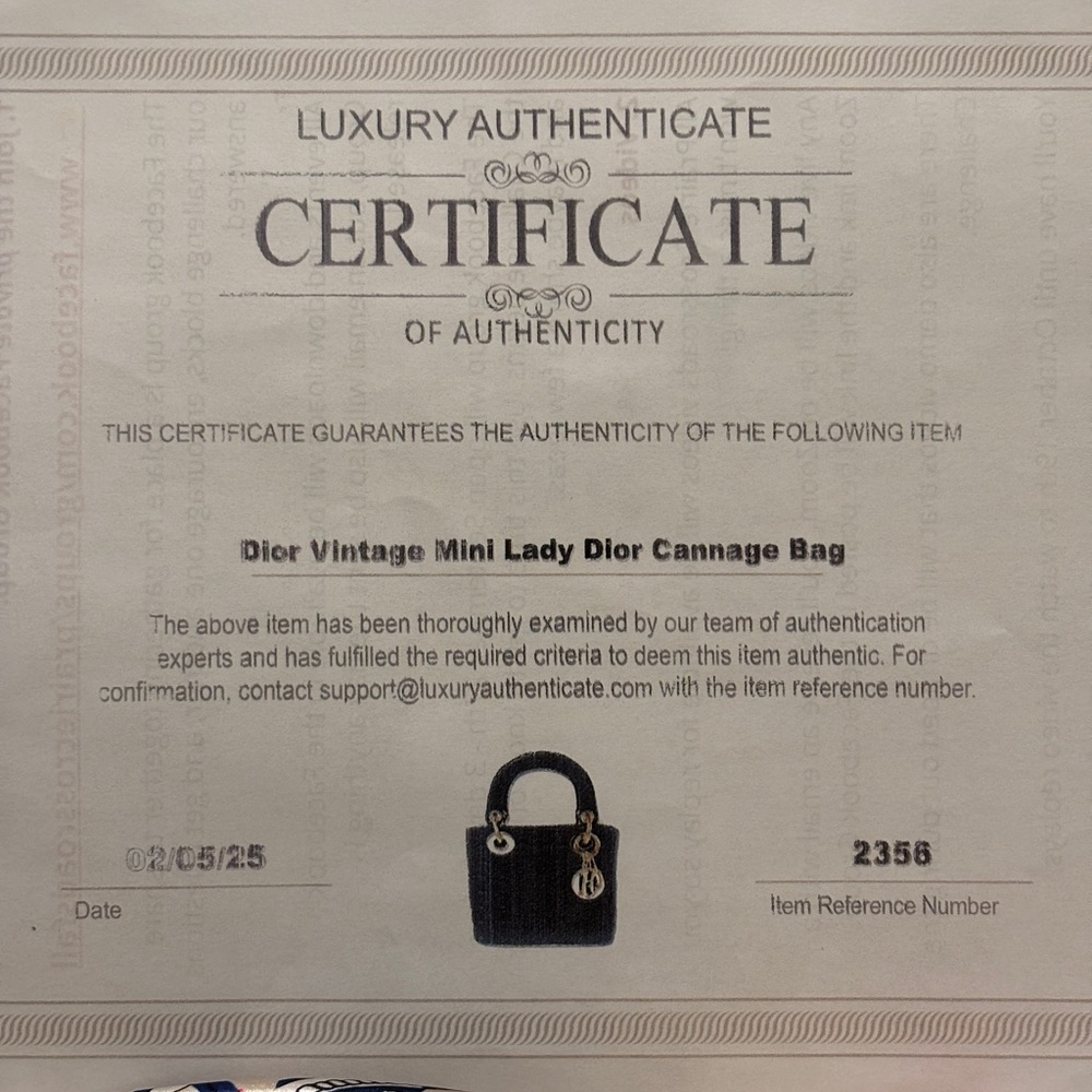 Beautiful vintage mini Lady Dior Cannage nylon two way bag with COA. - Picture 15 of 16